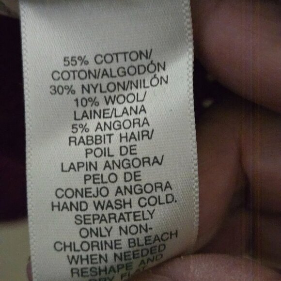 Susan Bristol Vintage Burgundy Open Knit Sequined Cardigan Sweater Size L - Picture 6 of 6